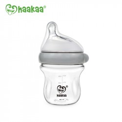 Haakaa Glass Baby Bottle 90ml -Grey