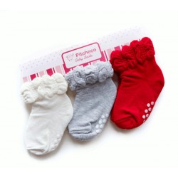 Pitcheco 3 in1 girls socks w/ rubber - infant