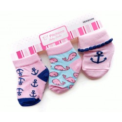 Pitcheco3 in 1 anchor  girls socks - newborn
