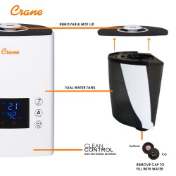 Crane Digital Ultrasonic Warm & Cool Mist Humidifier (w/ Ionizer & Adjustable Humidistat