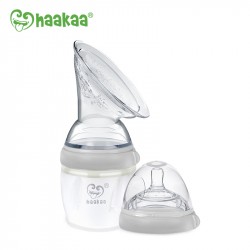 Haakaa Gen3 160ml Silicone Breast Pump & Baby Bottle Top (Gen 3 Starter Set) - Grey