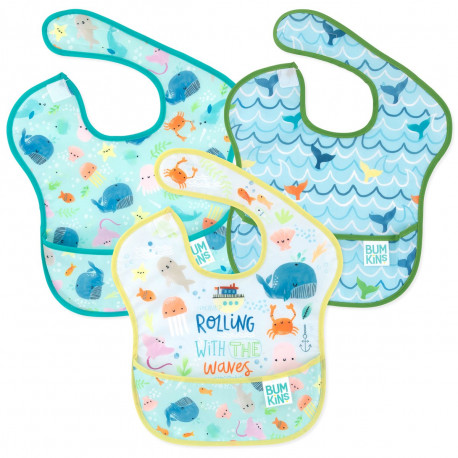 BUMKINS Super Bib 3pc Set - Rolling with the Waves