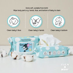 BABY MOBY WATER WIPES (with cover) - 80 Pulls