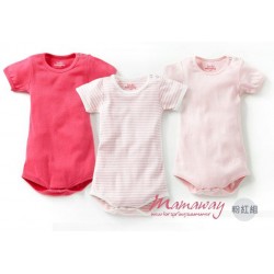 Mamaway Ribbed Short Sleeves Baby Bodysuit (3-Piece)