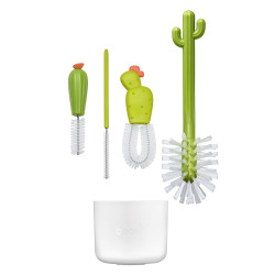 Boon CACTI Bottle Cleaning System - Set of 4 brushes with vase (White & Green)