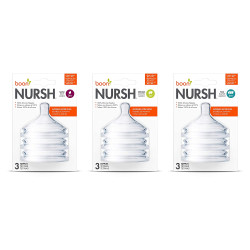 Boon NURSH Silicone Nipples - Fast Flow (3-Pack)
