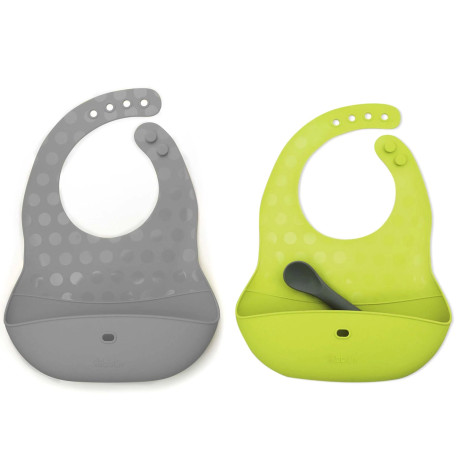 BbLuv Pocket Portable Silicone Feeding Bib Set - 2pc Set