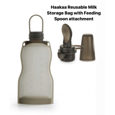 Haakaa Silicone Milk Storage Bag & Silicone Feeding Spoon Attachment Bundle