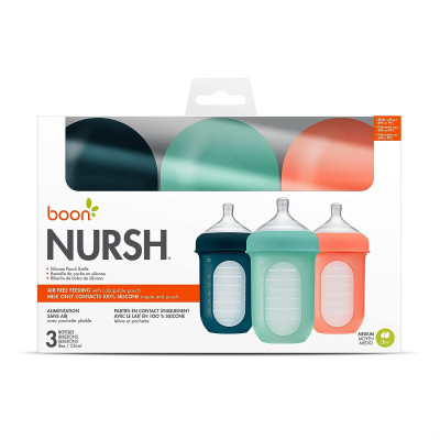 Boon NURSH Silicone Pouch Bottle 8oz / 236ml 3-Pack Set