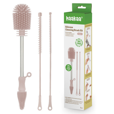 Haakaa Silicone Cleaning Brush Kit-Blush