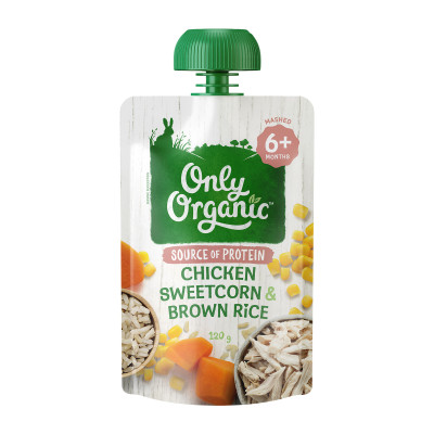 Only Organic Chicken Sweetcorn & Brown Rice (6+ mos) 120g