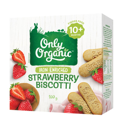 Only Organic Strawberry Biscotti (10+ mos) 100g