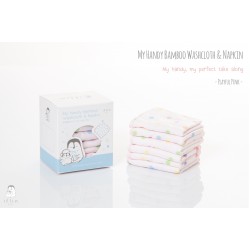 iFlin My Favorite Bamboo Washcloth & Napkin (6pcs) - Pink